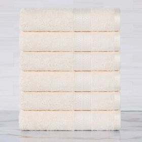 Rayon from Bamboo Ultra-Plush Heavyweight 6 Piece Hand Towel Set (Color: Ivory, size: 6 Piece Hand Towels)