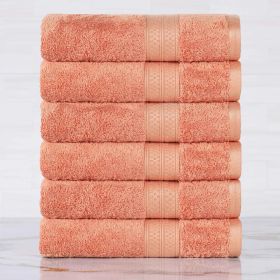 Rayon from Bamboo Ultra-Plush Heavyweight 6 Piece Hand Towel Set (Color: Salmon, size: 6 Piece Hand Towels)