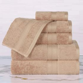 Rayon from Bamboo Ultra-Plush Heavyweight Assorted 6 Piece Towel Set (Color: Sand, size: 6 Piece Towel Set)
