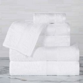 Rayon from Bamboo Ultra-Plush Heavyweight Assorted 6 Piece Towel Set (Color: White, size: 6 Piece Towel Set)