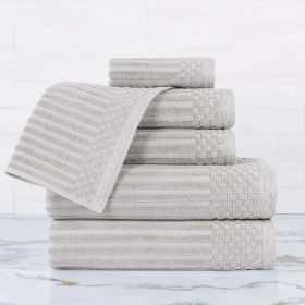 Soho Cotton Ribbed Textured Ultra Absorbent 6 Piece Towel Set (Color: Silver, size: 6 Piece Towel Set)