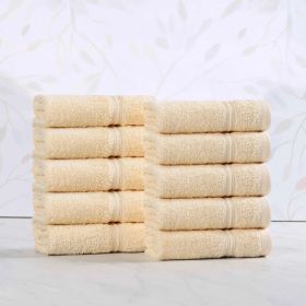 Heritage Egyptian Cotton Plush Absorbent Luxury Face Towel Set of 10 (Color: Canary, size: 10 Piece Face Towels)