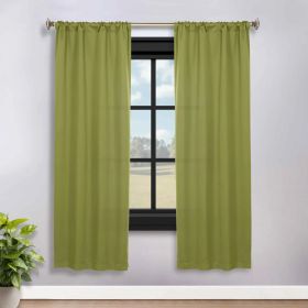 Solid Room Darkening Rod Pocket Blackout Curtain Panels, Set of 2 (Color: Sage, size: 36" x 72")