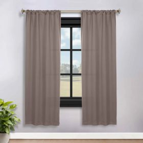 Solid Room Darkening Rod Pocket Blackout Curtain Panels, Set of 2 (Color: Taupe, size: 36" x 72")