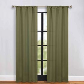 Solid Room Darkening Rod Pocket Blackout Curtain Panels, Set of 2 (Color: Olive Green, size: 36" x 84")
