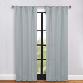 Solid Room Darkening Rod Pocket Blackout Curtain Panels, Set of 2 (Color: Stone Blue, size: 36" x 84")