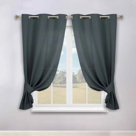 Classic Modern Solid Room Darkening Blackout Curtain Panels, Set of 2 (Color: Grey, size: 46" x 63")