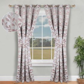 Leaves Room Darkening Washable Blackout Curtain Panels, Set of 2 (Color: Champagne, size: 42" X 96")