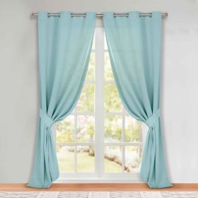 Classic Modern Solid Room Darkening Blackout Curtain Panels, Set of 2 (Color: Green Lily, size: 46" x 96")
