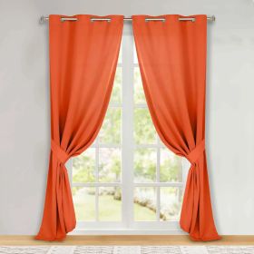Classic Modern Solid Room Darkening Blackout Curtain Panels, Set of 2 (Color: Rust, size: 46" x 108")