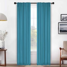 Solid Room Darkening Blackout Curtain Panels, Back Tabs, Set of 2 (Color: Aqua, size: 26" X 84")