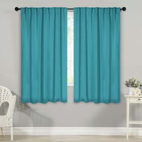 Solid Room Darkening Blackout Curtain Panels, Back Tabs, Set of 2 (Color: Aqua, size: 42" X 63")