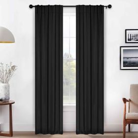 Solid Room Darkening Blackout Curtain Panels, Back Tabs, Set of 2 (Color: Black, size: 26" X 84")