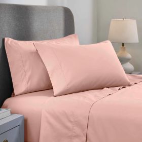 1000 Thread Count Cotton Blend Solid Deep Pocket Bed Sheet Set (Color: Blush, size: Queen)