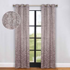 Leaves Room Darkening Grommet Blackout Curtain Panels, Set of 2 (Color: Cappuccino/Brown, size: 42" X 108")