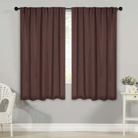 Solid Room Darkening Blackout Curtain Panels, Back Tabs, Set of 2 (Color: Cappuccino, size: 42" X 63")