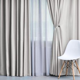 Solid Machine Washable Room Darkening Blackout Curtains, Set of 2 (Color: Chrome - 2 Piece, size: 52" X 108")