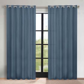 Classic Modern Solid Room Darkening Blackout Curtain Panels, Set of 2 (Color: Denim Blue, size: 52" x 120")