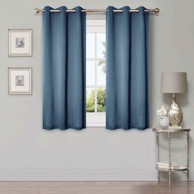 Classic Modern Solid Room Darkening Blackout Curtain Panels, Set of 2 (Color: Denim Blue, size: 42" X 63")