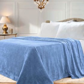 Fleece Plush Medium Weight Fluffy Soft Solid Decorative Blanket (Color: Blue, size: Throw XL)