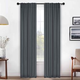 Solid Room Darkening Blackout Curtain Panels, Back Tabs, Set of 2 (Color: Grey, size: 26" X 84")
