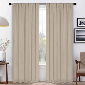 Solid Room Darkening Blackout Curtain Panels, Back Tabs, Set of 2 (Color: Ivory, size: 52" X 108")
