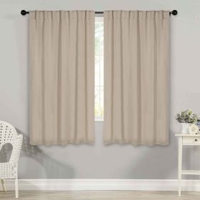 Solid Room Darkening Blackout Curtain Panels, Back Tabs, Set of 2 (Color: Ivory, size: 52" X 63")