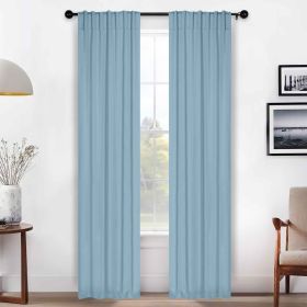 Solid Room Darkening Blackout Curtain Panels, Back Tabs, Set of 2 (Color: Light Blue, size: 26" X 84")