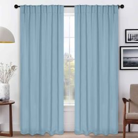 Solid Room Darkening Blackout Curtain Panels, Back Tabs, Set of 2 (Color: Light Blue, size: 52" X 108")