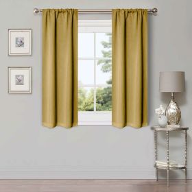 Solid Room Darkening Rod Pocket Blackout Curtain Panels, Set of 2 (Color: Mustard Yellow, size: 26" X 63")