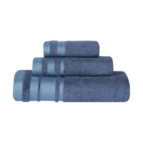 Hays Cotton Medium Weight 3 Piece Assorted Bathroom Towel Set (Color: Navy Blue, size: 3 Piece Towel Set)