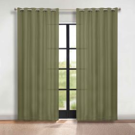 Classic Modern Solid Room Darkening Blackout Curtain Panels, Set of 2 (Color: Olive Green, size: 70" x 120")