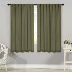 Solid Room Darkening Blackout Curtain Panels, Back Tabs, Set of 2 (Color: Olive Green, size: 52" X 63")