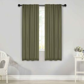 Solid Room Darkening Blackout Curtain Panels, Back Tabs, Set of 2 (Color: Olive Green, size: 26" X 63")