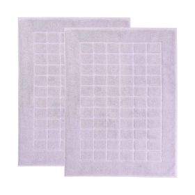 Nora Cotton Solid Absorbent Thick Checkered Washable Bath Mat Set of 2 (Color: Purple)