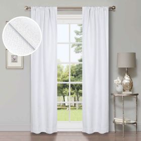 Linen Washable Room Darkening Blackout Curtains, Set of 2 (Color: Snow White, size: 52" X 84")