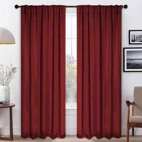 Solid Room Darkening Blackout Curtain Panels, Back Tabs, Set of 2 (Color: Sangria, size: 52" X 108")