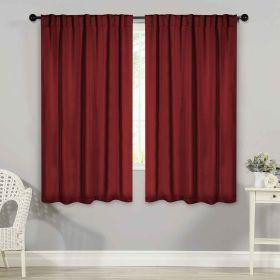 Solid Room Darkening Blackout Curtain Panels, Back Tabs, Set of 2 (Color: Sangria, size: 52" X 63")