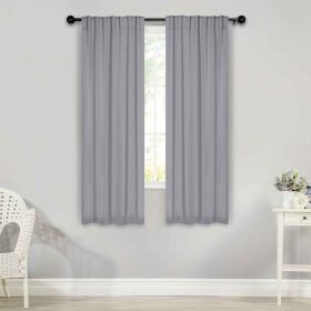 Solid Room Darkening Blackout Curtain Panels, Back Tabs, Set of 2 (Color: Silver, size: 26" X 63")