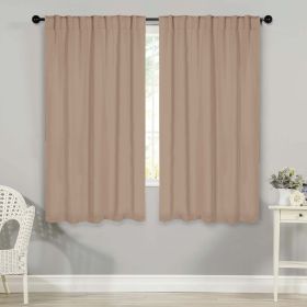Solid Room Darkening Blackout Curtain Panels, Back Tabs, Set of 2 (Color: Smokey Ash, size: 52" X 63")
