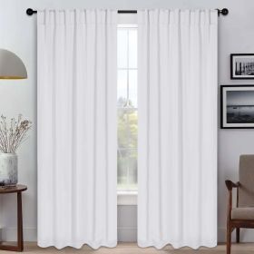 Solid Room Darkening Blackout Curtain Panels, Back Tabs, Set of 2 (Color: Snow White, size: 52" X 108")