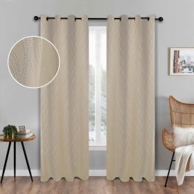 Zuri Textured Waves Room Darkening Blackout Curtains, Set of 2 (Color: Ivory, size: 52" X 84")