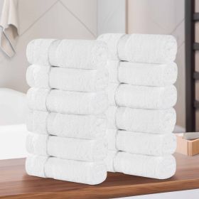 Niles Egyptian Giza Cotton Absorbent Face Towel Washcloth Set of 12 (Color: White, size: 12 Piece Face Towels)