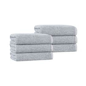 Destin Cotton Blend Medium Weight Ribbed Hand Towels, Set of 6 (Color: Denim Blue, size: 6 Piece Hand Towels)