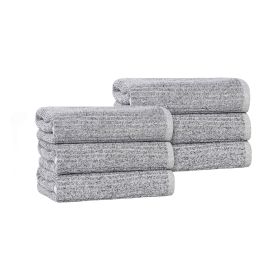 Destin Cotton Blend Medium Weight Ribbed Hand Towels, Set of 6 (Color: Charcoal, size: 6 Piece Hand Towels)