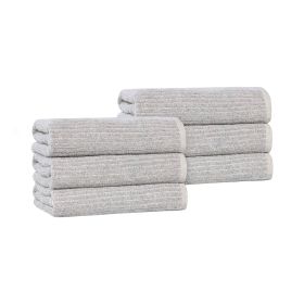 Destin Cotton Blend Medium Weight Ribbed Hand Towels, Set of 6 (Color: Platinum, size: 6 Piece Hand Towels)