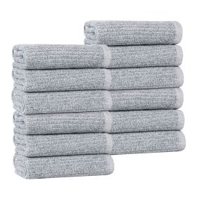 Destin Cotton Blend Textured Ribbed Face Towels Washcloths, Set of 12 (Color: Denim Blue, size: 12 Piece Face Towels)