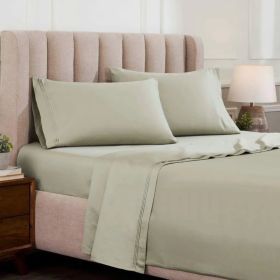 Egyptian Cotton 1500 Thread Count Eco-Friendly Solid Sheet Set (Color: Sage, size: Queen)
