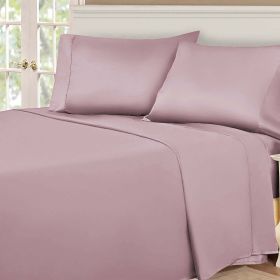 Egyptian Cotton 530 Thread Count Solid Deep Pocket Bed Sheet Set (Color: Lavender, size: California King)