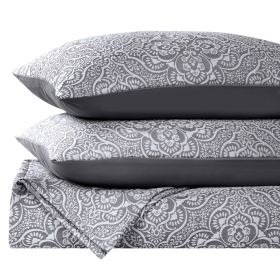 Enzy Medium Weight Floral Matelasse 3 Piece Bedspread Pillow Sham Set (Color: Charcoal, size: King)